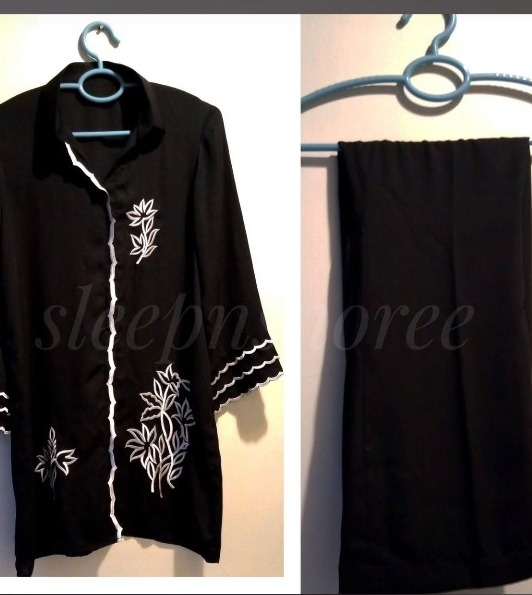 Noor Black Embroidered Cord Set — actual product photo