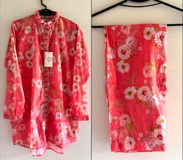 Pink Coral Floral Kurta & Pants — actual product photo