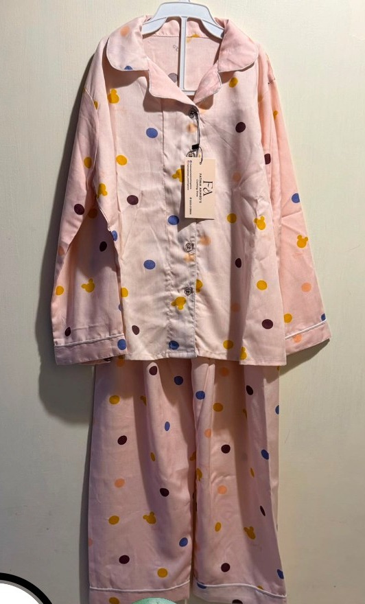 Nanhi Pink Polka Dot Kids Nightsuit — actual product photo