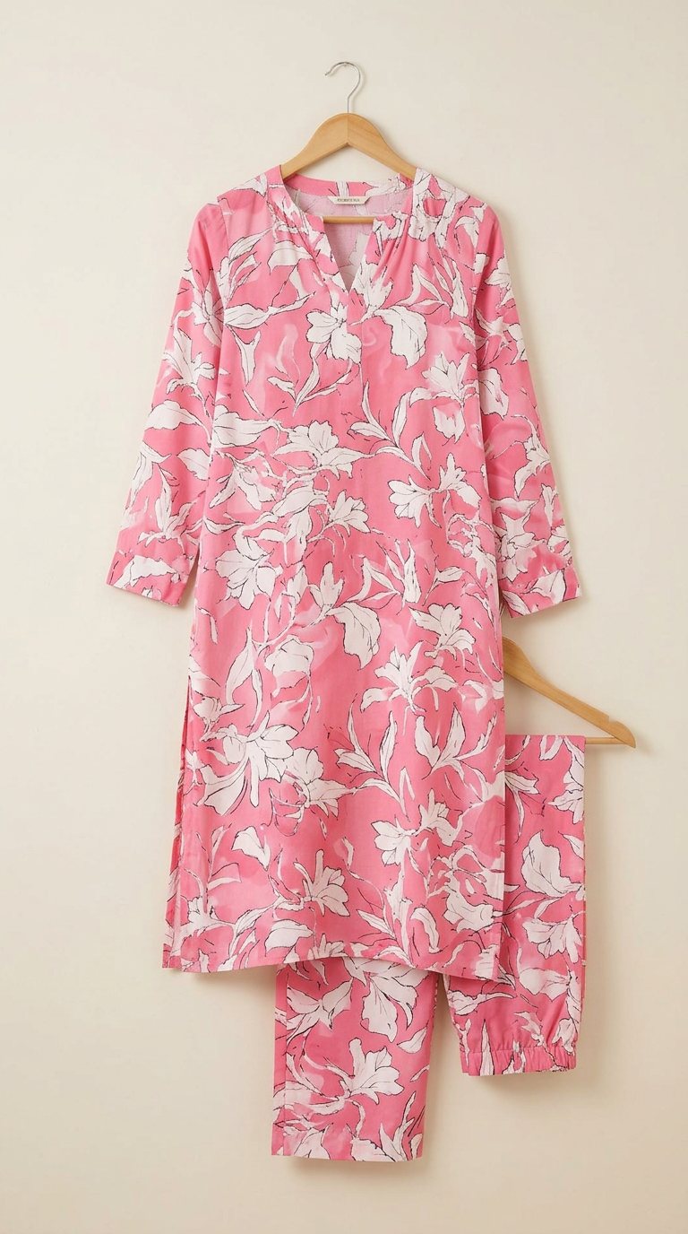 Gulaab Pink Blossom Printed Set — actual product photo